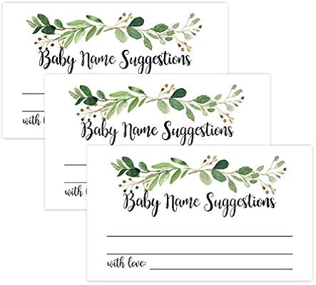 Amazon Com 50 Greenery Baby Name Suggestions Cards Printable Green