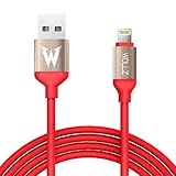 Lightning Cable, WOLLZ 5ft Strong iPhone Charging Cable [Kevlar Fiber Ultra Durable] for iPhone 7/7 plus/6/6s/6 plus/6s plus/5/5S/5C/SE, iPad 4, iPad Air 1/2, iPad Mini 1/2/3 (Red)