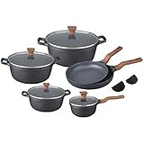 10tlg Topfset Marmor Granit Besichtigung Kochtopfset