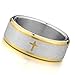 INBLUE Men's Stainless Steel Ring Band Silver Gold Tone Bible Lords Prayer Cross Wedding