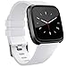 Vancle Bands Compatible with Fitbit Versa Bands for Women Men Rose Gold Silicone Wristbands for Fitbit Versa Bands/Versa Lite Bands (White, Small)