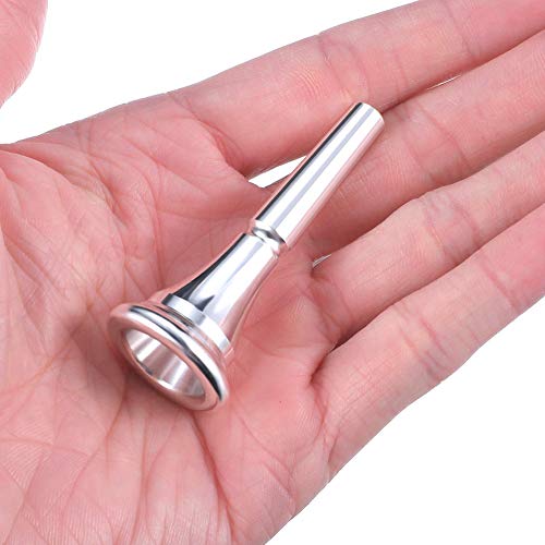 Alician French Horn Mouthpiece Copper Alloy Body Smooth Polished Stylish Plated Music Instrument Spare Part for Musician Beginner Silver Copper Alloy Electronic Accessories