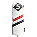 Majek Retro Golf Headcovers White Red Black Vintage Leather Style 1 & 5 Driver Fairway Head Cover Fits 460cc Drivers Classic Look