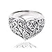 Chuvora 925 Oxidized Sterling Silver Detailed Filigree Heart Ring - Nickle Free Size 7