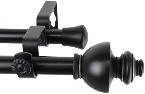Rod Desyne Dynasty Double Window Curtain Rod Set, 48 to 84-Inch, Black by Rod Desyne