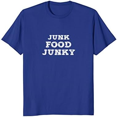 Mens Junk Food Junky T Shirt - Funny College T-Shirt Gift Tee Large Royal Blue