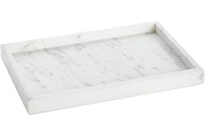 Juvale Large Marble Vanity Tray - Jewelry & Cosmetic Organizer with Drawer Organizer - Bathroom Display with Soap Tray - Home Accent Piece with Marble Decor - 11.7 x 7.7 x 1.1 in White