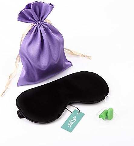 NingJing Super-Soft Natural Silk Sleep Mask With Free Ear Plugs (black)