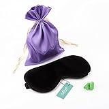 NingJing Super-Soft Natural Silk Sleep Mask With Free Ear Plugs (black)