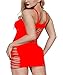 Vorifun Womens Babydoll Hollow Fishnet Lingerie Hot Mini Dress Tube Chemise Bodysuit (Red)