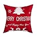 BLEUM CADE Pack of 4 Merry Christmas Throw Pillow Covers Christmas Tree Decorative Pillow Covers for Sofa Couch Bed and Car Throw Pillow Covers