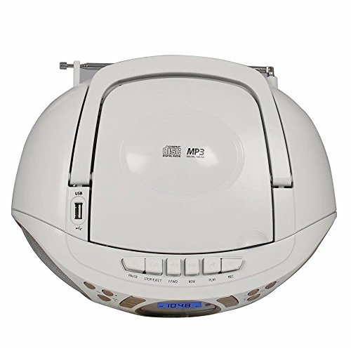 Koramzi Portable CD Boombox Full Range Stereo Sound System w/Top-Loading MP3 CD Player, Cassette Player and Recorder, AM/FM Radio, USB Input, Headphone & AUX Jack w/Remote Control- CD705CWH(White) - Thumbnail 2
