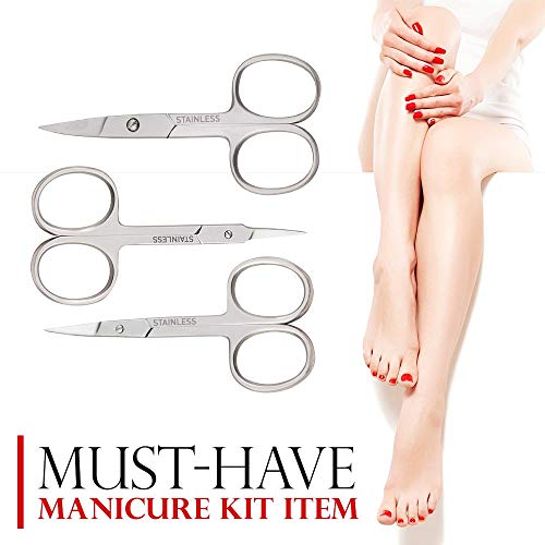 Titania Germany Stainless Steel Cuticle Nail Scissors - Surgical Grade Steel Sharp Curve Scissors - Easy Use Precision Cut for Finger & Toe Care Use