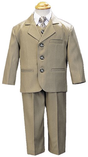 5 Piece Olive Suit with Shirt, Vest, and Tie - Size 2T