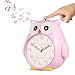 SkyNature Kids Alarm Clock,Owl Dual Alarm with Night Light and Snooze,Silent Non-Ticking Battery Operated Loud Alarm Clock for Girls Bedroom Decor, Easy to Set - Pink