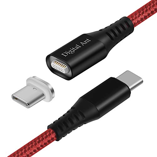 Digital Ant 100W(5A20V) 6Feet Magnetic USB-C to USB-C Data Transfer & Charging Cable Compatible with Type C Laptop or Mobile Devices Supporting PD Protocol (Red-1Pack, 6Feet)