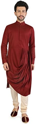 Thaath Men's Designer Maroon Cowl Kurta Set