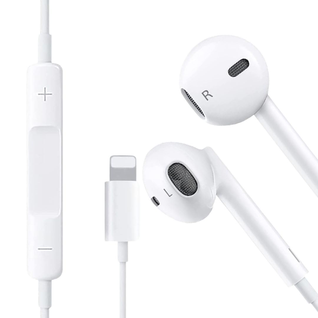 AZOX® Earphones For iPhones, Earbuds, Headphones, (Built-in Microphone & Volume Control) Noise Canceling Earphones Compatible with iPhone 14/13/12/11/XR/XS/X/8/7