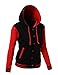 Stylish Color Contrast Long Sleeves Hoodie Varsity Jacket Black Red XL