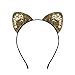 XIMA 6pcs Glitter Cat Ears Headband for Girls Reversible Sequin Girls Headbands Kids Hair Hoop Headwear (Sequin-6pcs)