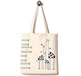 Andes Heavy Duty Gusseted Canvas Tote Bag, Handmade from 12 Ounce Pure Cotton, Perfect for Shopping, Laptop, School Books,The Giraffes