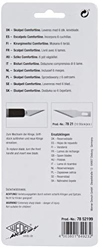 Wedo Comfortline Bastelmesser Skalpell mit Softgriff inkl 5 Ersatzklingen und Schutzkappe apfelgrün/schwarz – Bild 3