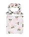 Baby Cotton Swaddling & Receiving Blanket and Hair Bow Headband Set (Flower Print)