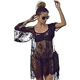 Novias Fashion Sexy Swimsuit Bikini Cover Up Floral Lace Mini Beach Dress Beachwear