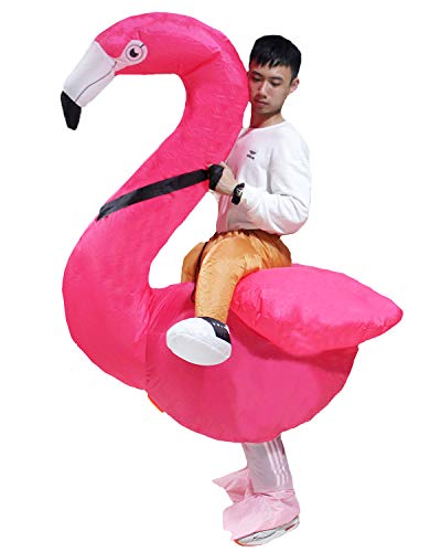 Seasonblow Fancy Adult Inflatable Dinosaur Unicorn Cowboy Costume Halloween Cosplay Fantasy Costume (Flamingo)