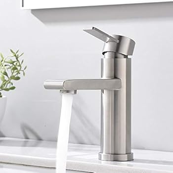 VCCUCINE Modern Commercial Brushed Nickel Single Handle Bathroom Faucet, Laundry Vanity Sink Faucet With Two 3/8