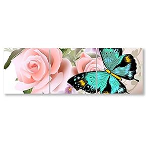 signwin-3 Piece Canvas Wall Art-Romantic Flower-Canvas Prints Home...