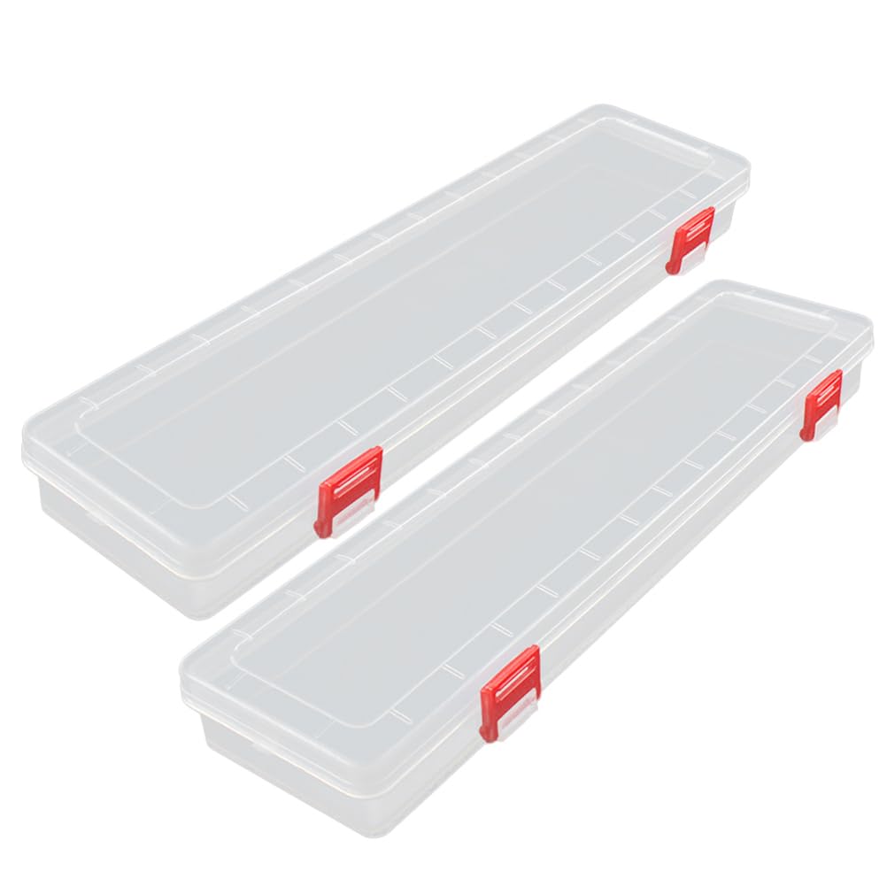 Clear Storage Box Useful Plastic Jewelry Boxes, Long Storage Parts Small Transparent Cases for Office School Home, 2pcs