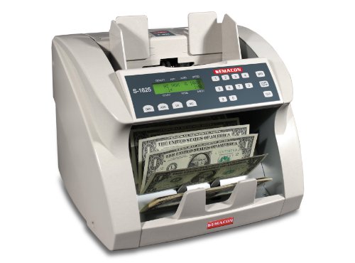Semacon S-1625 Ultra High-Speed Premium Bank Grade Currency Counter with Ultraviolet and Magnetic Counterfeit Detection; Counting Mode, Adding Mode and Memory; 1000/1200/1500/1800 Notes per Minute