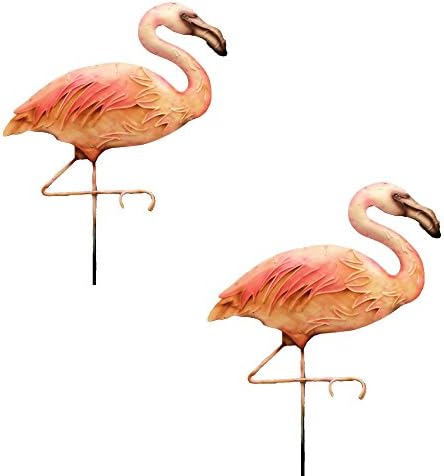 WorkingWonders Pink Flamingo Garden Ornaments - Set of Two - Each Measures 8 inches wide x 24 inches high