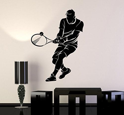 BorisMotley Wall Decal Tennis Player Sport Racquet Ball Vinyl Removable Mural Art Decoration Stickers for Home Bedroom Nursery Living Room Kitchen