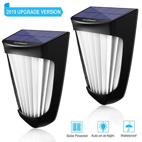 OPERNEE Solar Lights Outdoor, Upgraded Solar Outdoor Lighting Lights 10LED IP54 Waterproof Deck Lights for Patio Yard Walkway Pathway Outside Wall Garden Landscape Auto Post Lights (Black1)