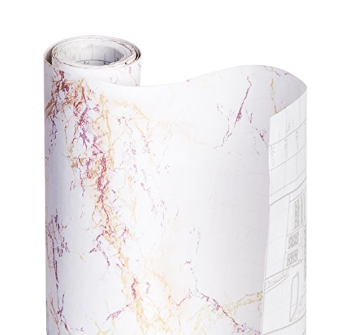 Smart Design Shelf Liner w/Decorative Adhesive - Wipes Clean - Cutable & Removable Material - Easy Peel Design - for Shelves, Drawers, Flat Surfaces - Kitchen (18 Inch x 20 Feet) [Ivory Marble]