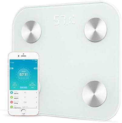 Qingta Bluetooth Smart Body Fat Scale Monitor Body Fat,Scale Body Fat,Total Body Water,Muscle Mass and Bone Mass for Your Family(White)
