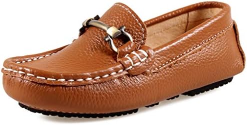 SKOEX Boy's Leather Loafers Slip On Boat Shoes