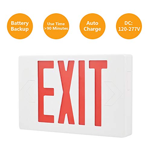 AKT LIGHTING Exit Emergency Combo Light with Backup-Battery, UL Certified LED Exit Emergency Sign Light for School, Hospital, Hallways, Corridors, Stairways (Red, 6 Pack)