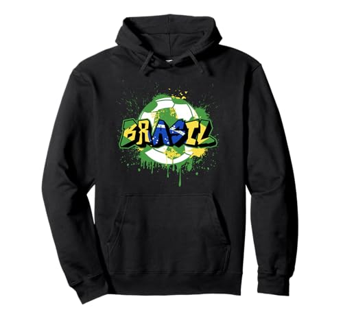 Brazil Soccer Brasil Flag Street Art Splatter Pullover Hoodie