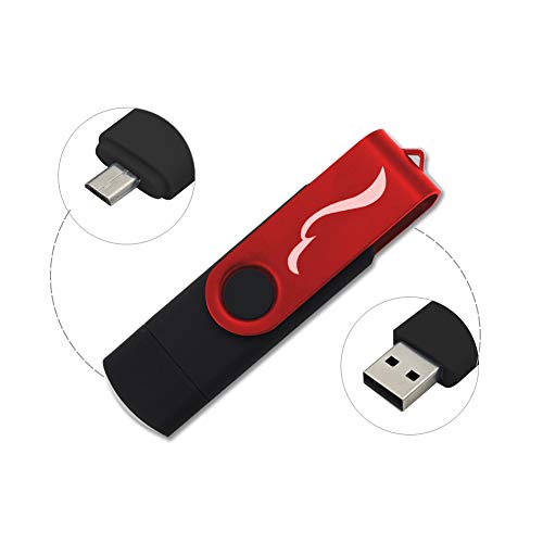 USB Flash Drive 64GB OTG Pen Drive for Android Phones, Techkey Memory Stick Thumb Drive for Tablets, Jump Drive Pendrive for PCs, Black&Red