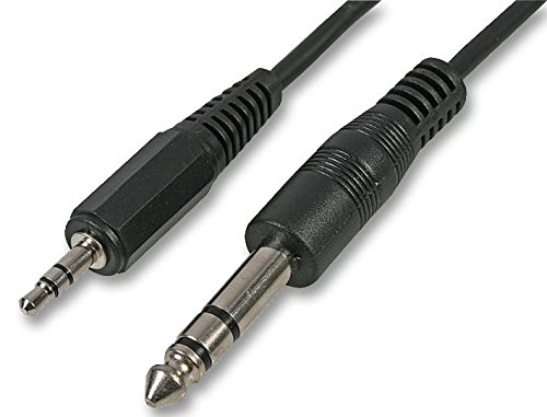Pro Signal 3.5mm to 6.35mm (1/4") Stereo Jack Plug to Plug Lead – 5m Black Audio Cable