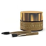Perfect Brows (TM) 100% Botanical Styling Primer Pomade and Brow Care Balm w/2PC Mini-Brush Set. O.6 Oz/ 18 Ml. Organic Brow Styling Pomade for Fuller Natural Brows.