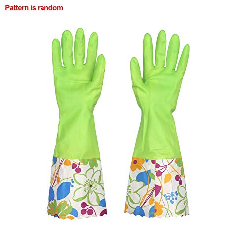 1 Pair Long Sleeve Dish Washing Rubber Cleaning Gloves Multipurpose Household(Green)