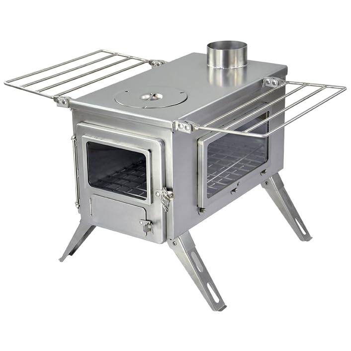 Winnerwell Nomad View Large Tent Stove | Portable Wood BurningStove for Tents, Shelters, and Camping | 1500 Cubic Inch Firebox |Precision Stainless Steel Construction | Includes Chimney Pipe