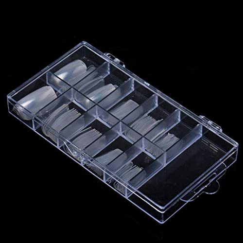 100Pcs False Nails Tips Practice Polish Gel Artificial Fake Nail Art Display Transparent (B)