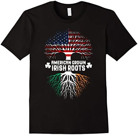 Men's American Grown with Irish Ireland Roots T-Shirt XL Black