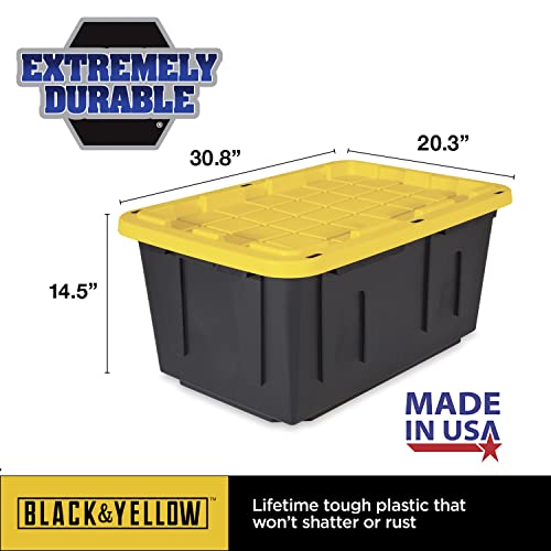 Original Black & Yellow 27Gallon Tough Storage Containers with Lids