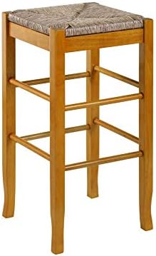 Boraam Square Rush Seat Bar Height Stool 29-Inch Brown